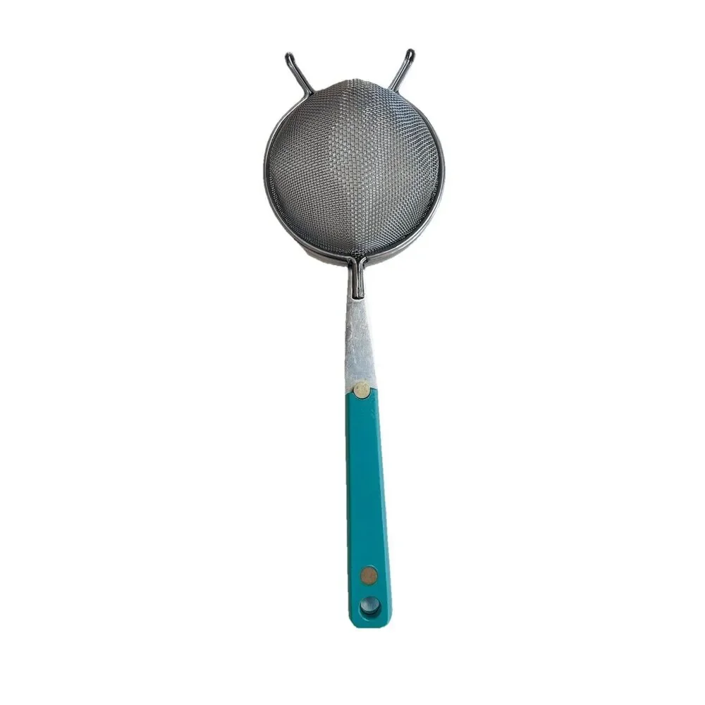 Vintage FLINT Aqua‎ Turquoise Strainer Kitchen Utensil,  Stainless Vanadium USA
